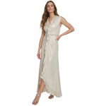 Womens Ruffled High-Low Gown