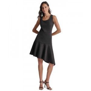 Womens Scoop-Neck Asymmetrical A-Line Dress