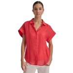 Womens Short-Sleeve Button-Front Shirt