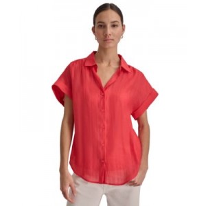 Womens Short-Sleeve Button-Front Shirt