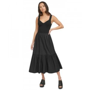 Womens Sweetheart-Neck Sleeveless A-Line Dress