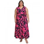 Plus Size Printed Fit & Flare Maxi Dress