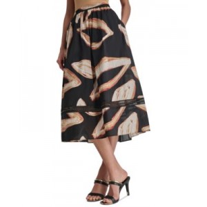 Womens Printed Studded Cotton A-Line Skirt