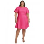 Plus Size Balloon-Sleeve Fit & Flare Dress
