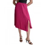 Womens Asymmetric Pleated Pull-On Midi Skirt