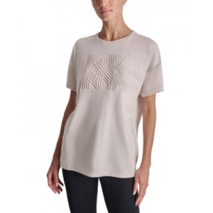 Womens Cotton Embossed Logo High-Low T-Shirt