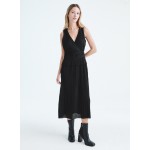 V-NECK PLISSE DRESS