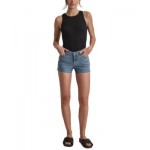 Womens Mid-Rise Split-Side Denim Shorts