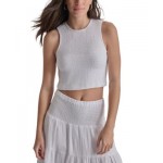 Womens Cropped Smocked Cotton Tank Top