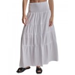 Womens Cotton Smocked-Waist Tiered Maxi Skirt