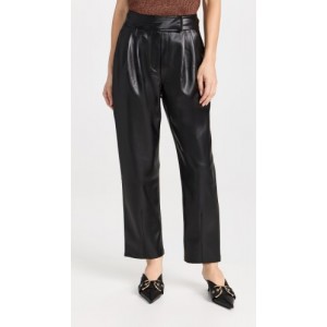 Faux Leather Pleated Trousers