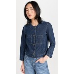 Collarless Button Front Jacket