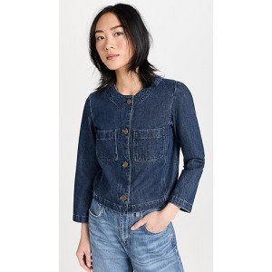 Collarless Button Front Jacket