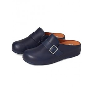 Shuv Buckle-Strap Leather Clogs Midnight Navy