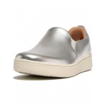 Rally Leather Slip-On Skate Sneakers Silver