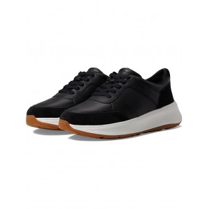 F-Mode Leather/Suede Flatform Sneakers Black