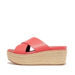 Espadrille Leather Wedge Cross Slides