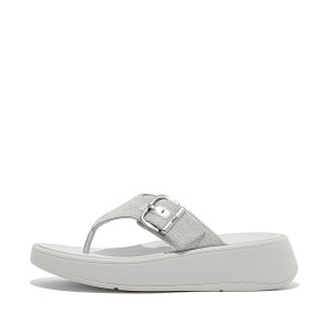 Buckle Shimmerlux Flatform Toe-Post Sandals