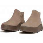 Womens FitFlop F-Mode Suede Flatform Zip Ankle Boots