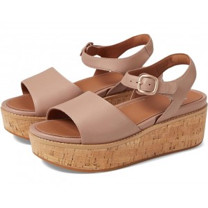 Womens FitFlop Eloise Cork-Wrap Leather Back-Strap Wedge Sandals
