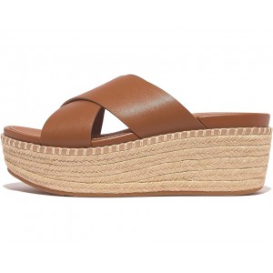 FitFlop Eloise Espadrille Leather Wedge Cross Slides