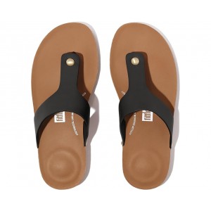 FitFlop Iqushion Leather Toe-Post Sandals