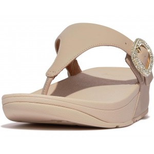 Womens FitFlop Lulu Crystal-Buckle Leather Toe-Post Sandals