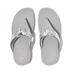 Womens FitFlop Lulu Padded-Knot Metallic-Leather Toe-Post Sandals