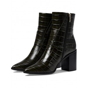 Ticada Pointed Toe Bootie Olive Croc Print Leather