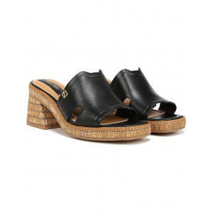 Florence Fashion Slide Heeled Sandals Black Leather