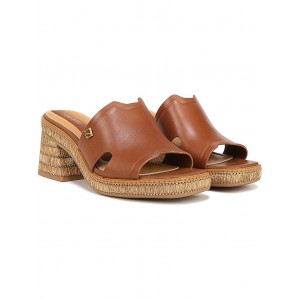 Florence Fashion Slide Heeled Sandals Cognac Brown Leather