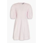 Shirred cotton-poplin mini dress