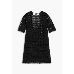Metallic open-knit mini dress