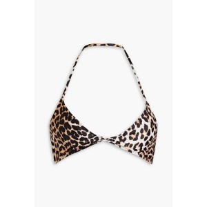 Twisted leopard-print triangle bikini top