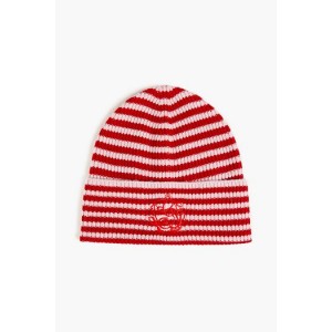 Striped ribbed wool and cashmere-blend beanie
