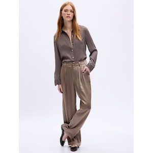 Satin Pleated Trousers