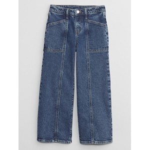 Kids High Rise Wide-Leg Seamed Ankle Jeans