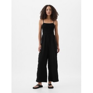 Smocked Wide-Leg Jumpsuit