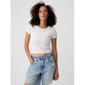 Cropped Fitted Ribbed T-Shirt