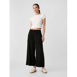 Mid Rise Wide Leg Crop Pull-On Pants