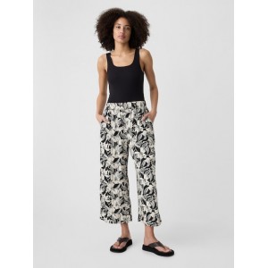 Mid Rise Wide Leg Crop Pull-On Pants