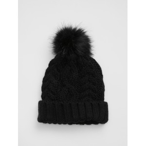 Cable-Knit Poof Beanie