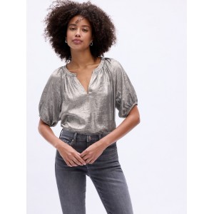 Relaxed Shine Splitneck Top