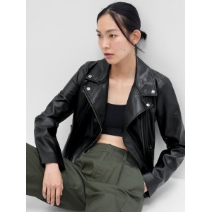 Vegan-Leather Moto Jacket