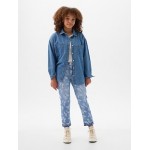 Kids High Rise Print Girlfriend Jeans