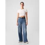 High Rise Stride Wide-Leg Cargo Jeans