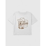 Kids Howdy Cowgirl Graphic Boxy Crop Tee