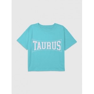Kids Taurus Zodiac Collegiate Graphic Boxy Crop Tee