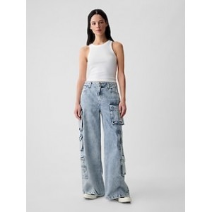 Mid Rise Cargo Baggy Jeans
