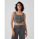 Structured Twill Cropped Corset Tank